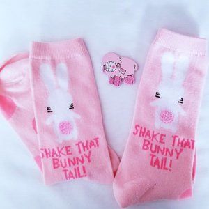Pink Shake Your Bunny Tail Socks, Free Magnet, Easter, Woman’s Socks